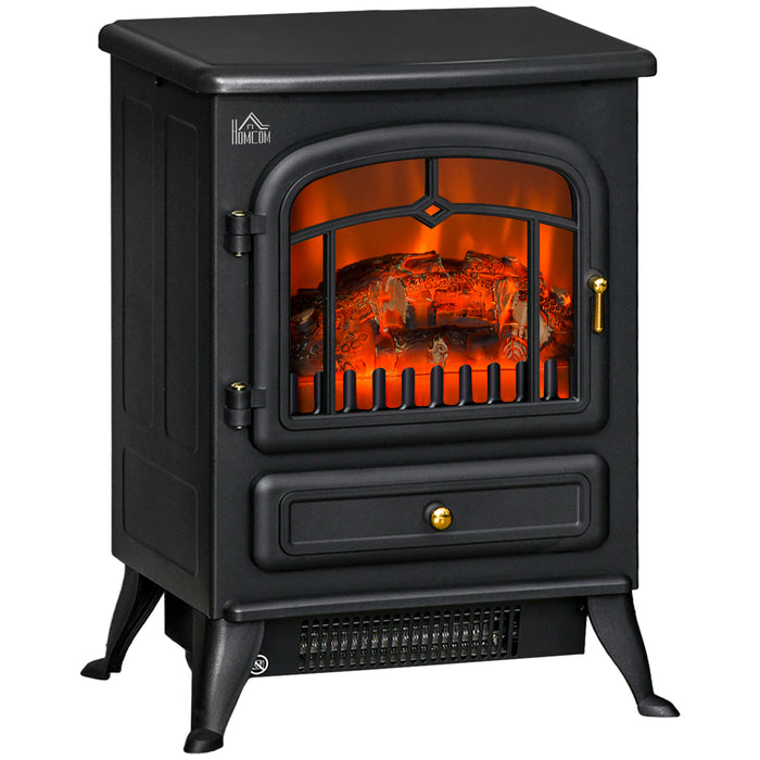 Vikbua Svart peisovn 1850 W i vintage-stil med glassdør
