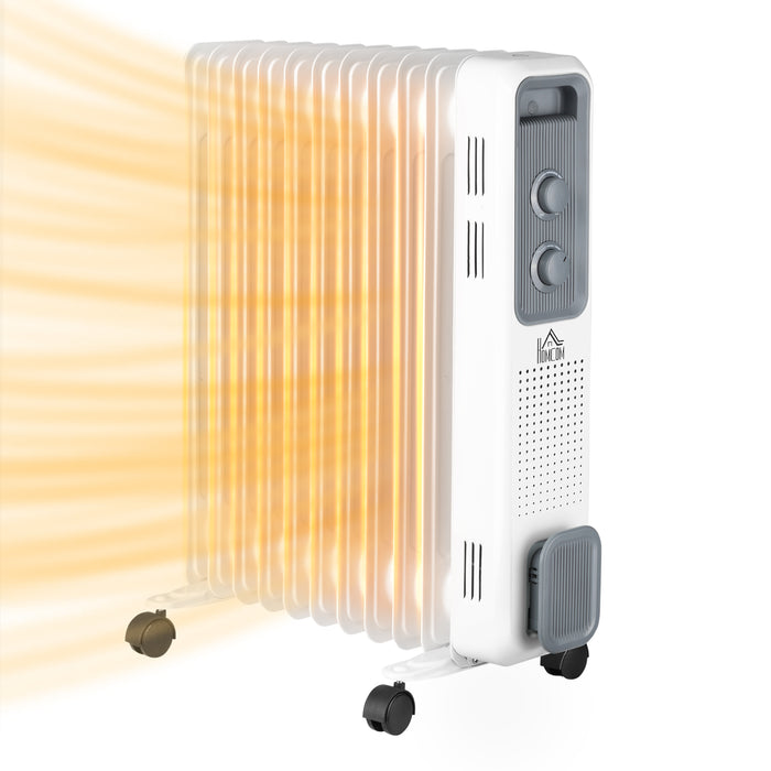 Vikbua Oljefylt radiator 2500 W med 11 ribber og termostat