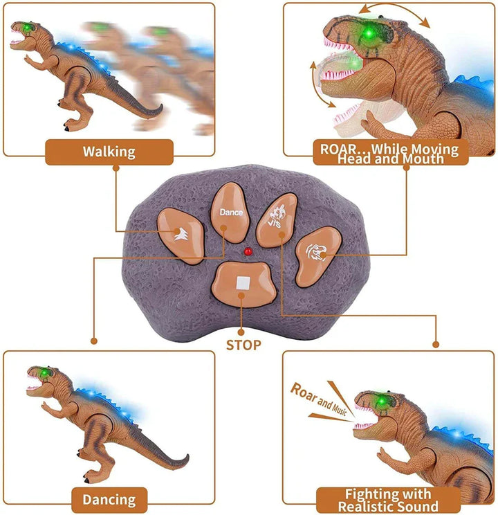 Vikbua™ Fjernstyrt T-rex som går, brøler og lyser i flere farger
