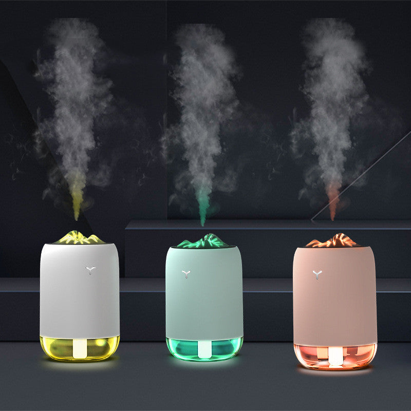 Luftfukter med flammeeffekt, ultralyd og USB, 2 W, i tre farger