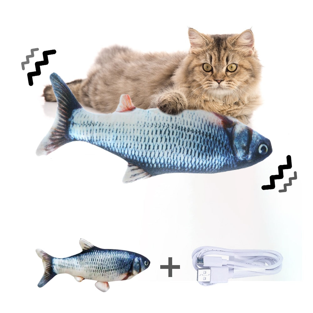 Sprellende plysjfisk katteleke