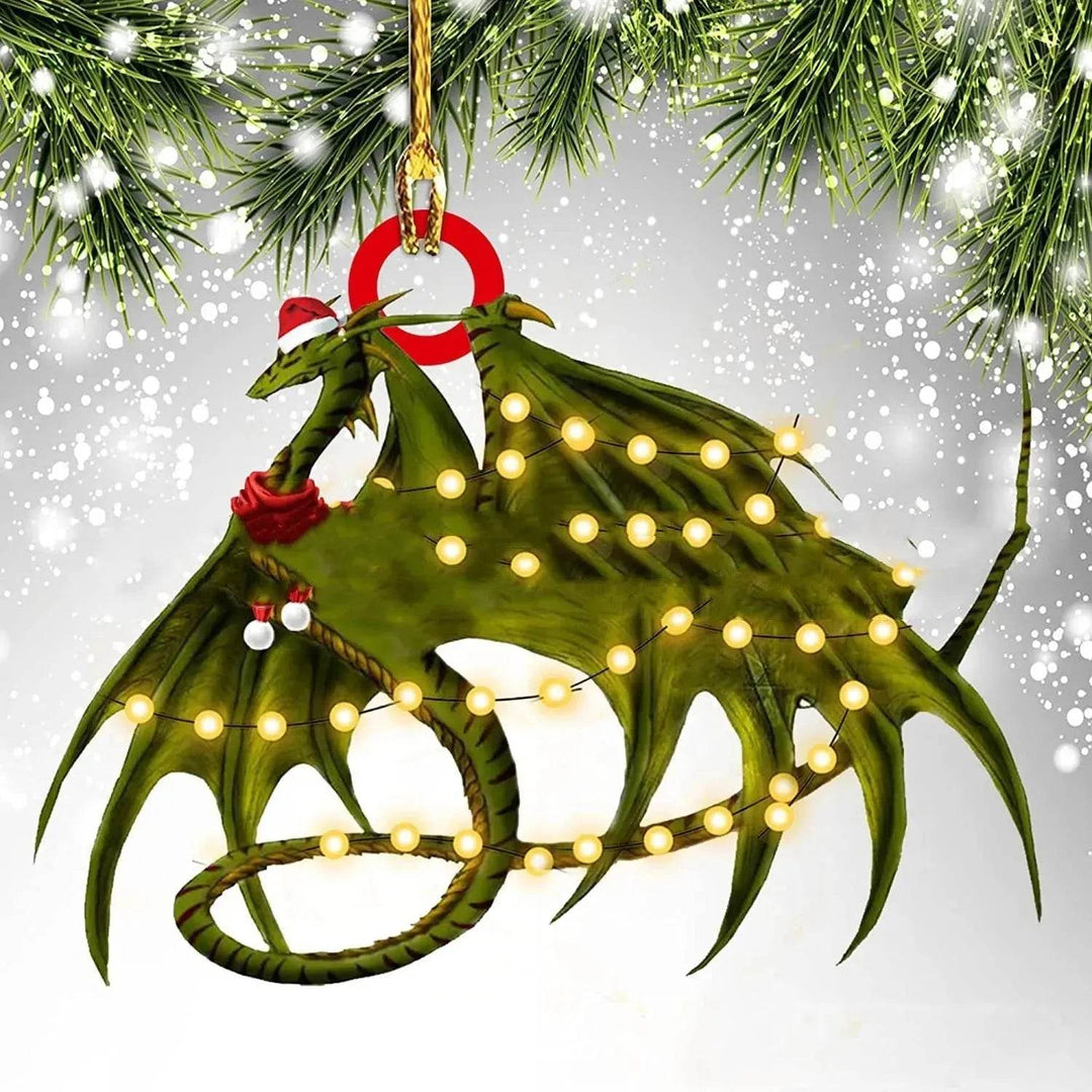 Vikbua™ Juletreheng i akryl med dinosaur og drageegg – 8 cm