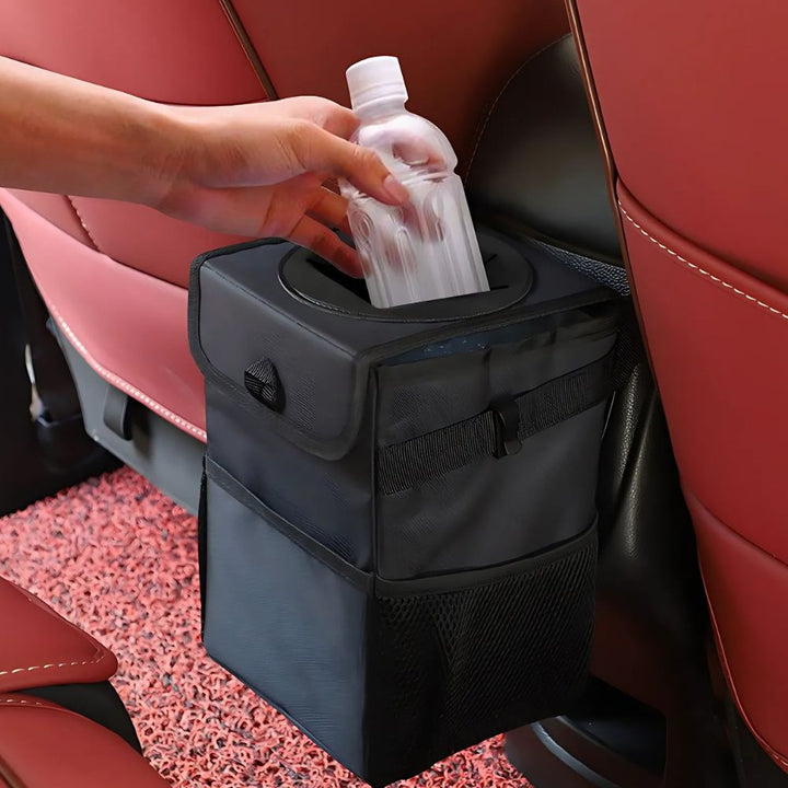Vikbua™ Hengende vanntett søppelbøtte til bilen med lokk og lommer