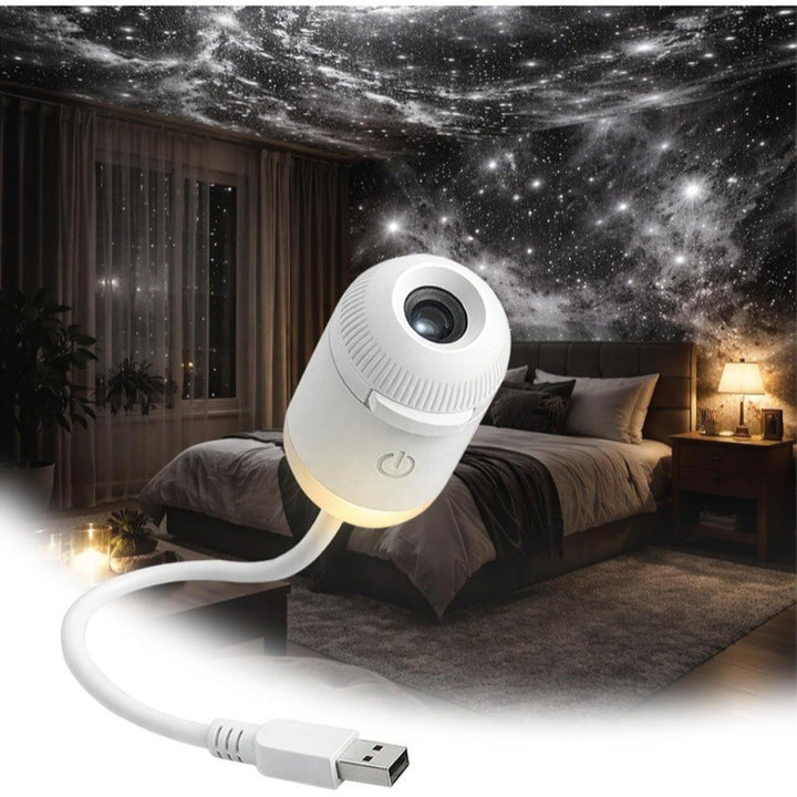 Stjerneprojektor med USB og touch, nattlys for barnerom