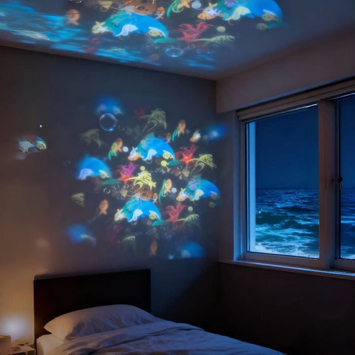 Vikbua Roterende projektorlampe med julemotiver og snøfnugg