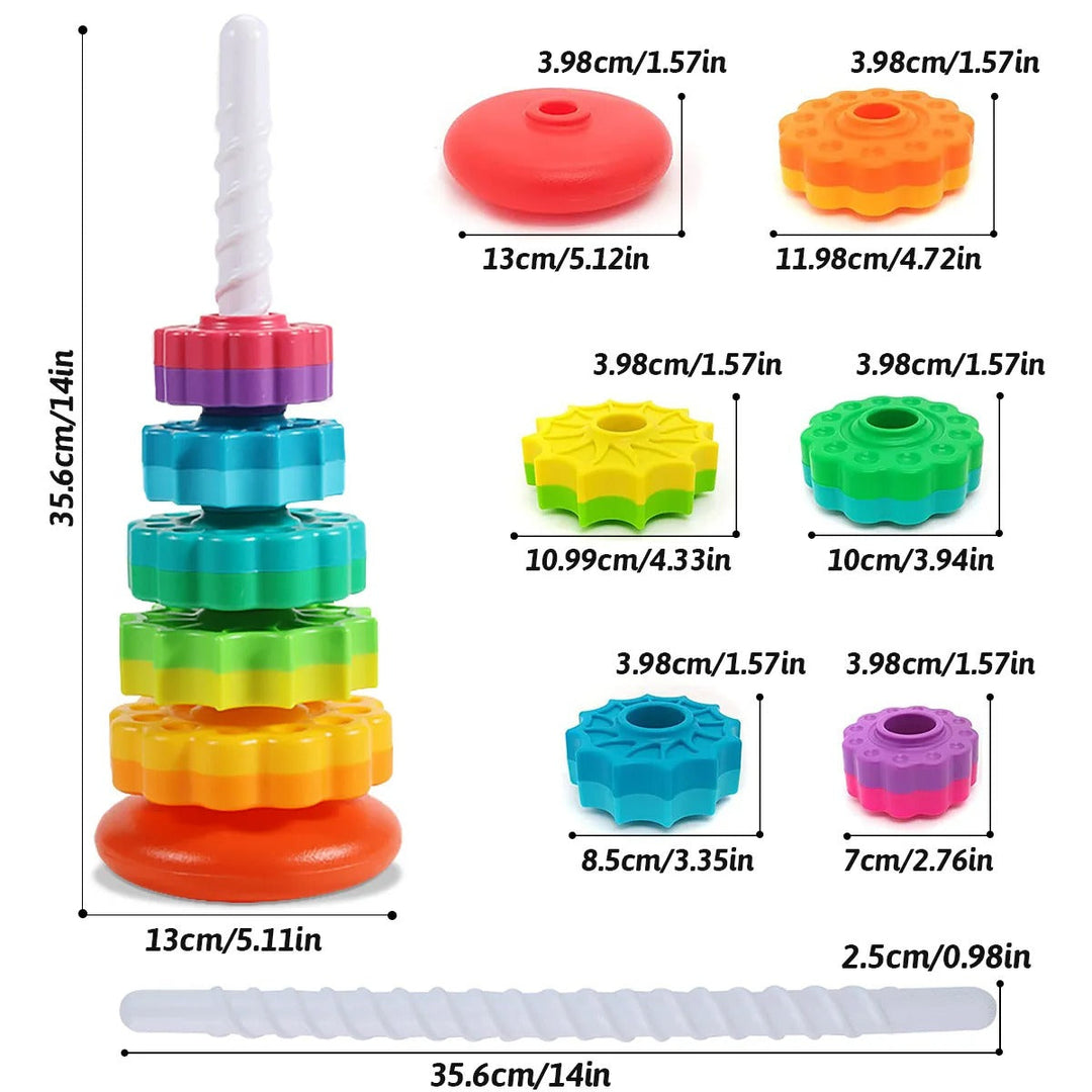 Vikbua™ Snurrende stableleke med seks fargerike ringer