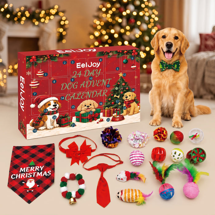 Vikbua Julekalender til hund med 24 leker og bandana