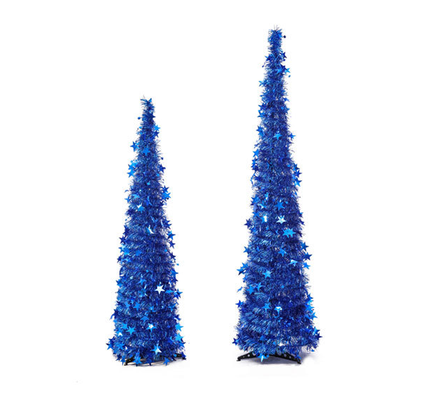 Kunstig glitterjuletre med fot – sammenleggbart, 120 eller 150 cm