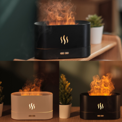 Ultralyd luftfukter med flammeeffekt, mild eller kraftig flamme