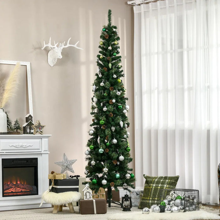 Vikbua Smalt juletre med kongler, 225 cm uten lys