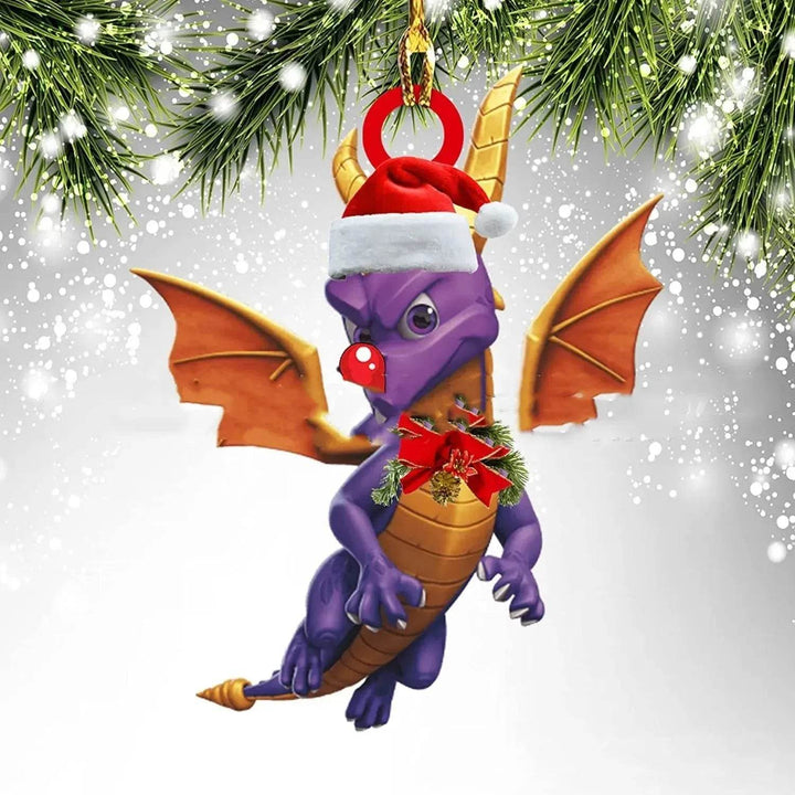 Vikbua™ Juletreheng i akryl med dinosaur og drageegg – 8 cm
