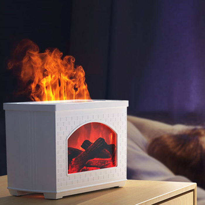 Vikbua Luftfukter formet som peis med flammeeffekt og automatisk av