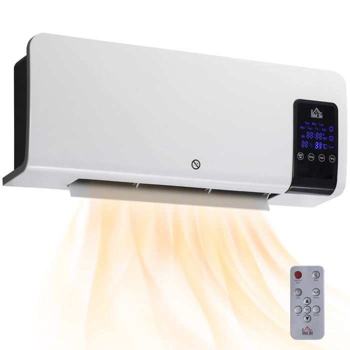 Vikbua Hvit veggvifteovn 2000 W med oscillering og 12-timers timer