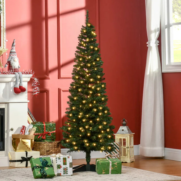 Vikbua Slankt kunstig juletre med varmhvite lys