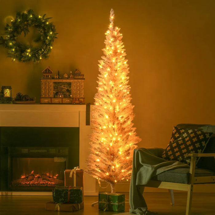 Vikbua Hvitt juletre med 110 varmhvite lys, 152 cm
