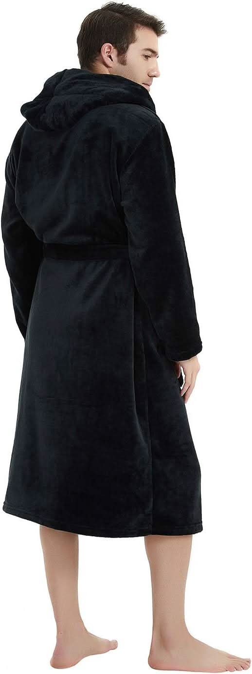 Vikbua™ Fleece morgenkåpe til herre med hette, belte og lommer