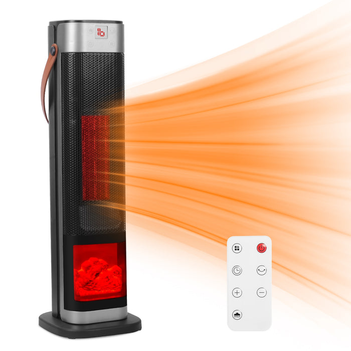 Vikbua Tårnvifteovn 1500 W med 3D-flammer og fjernkontroll