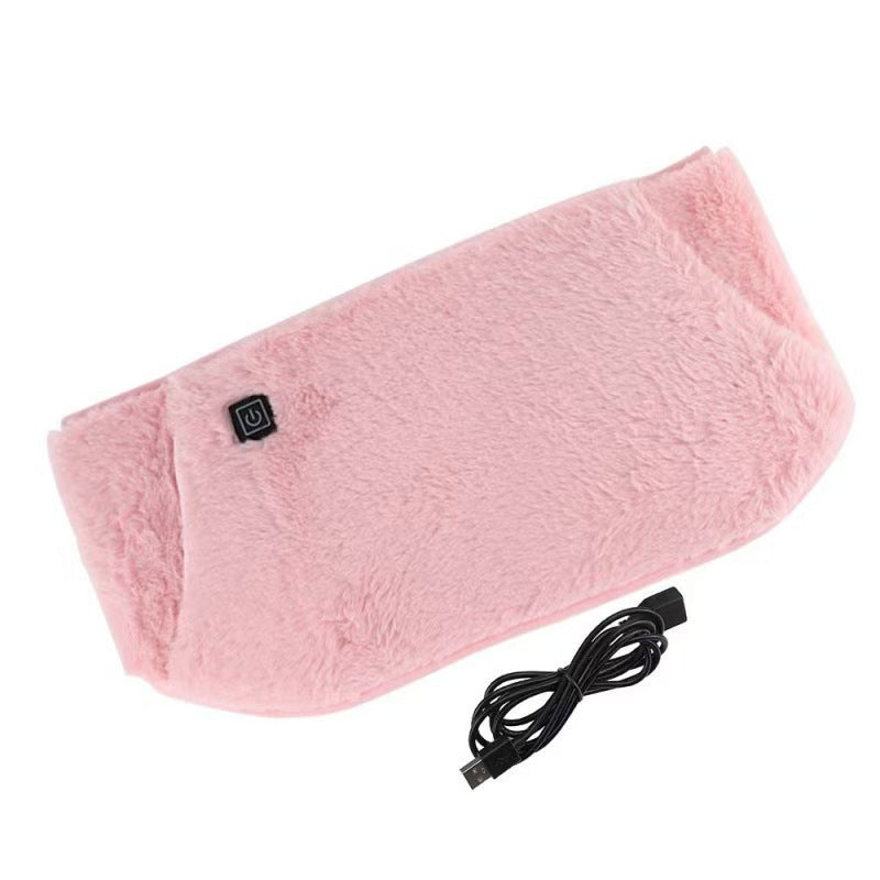 Grått plysjbelte med håndlommer rundt magen