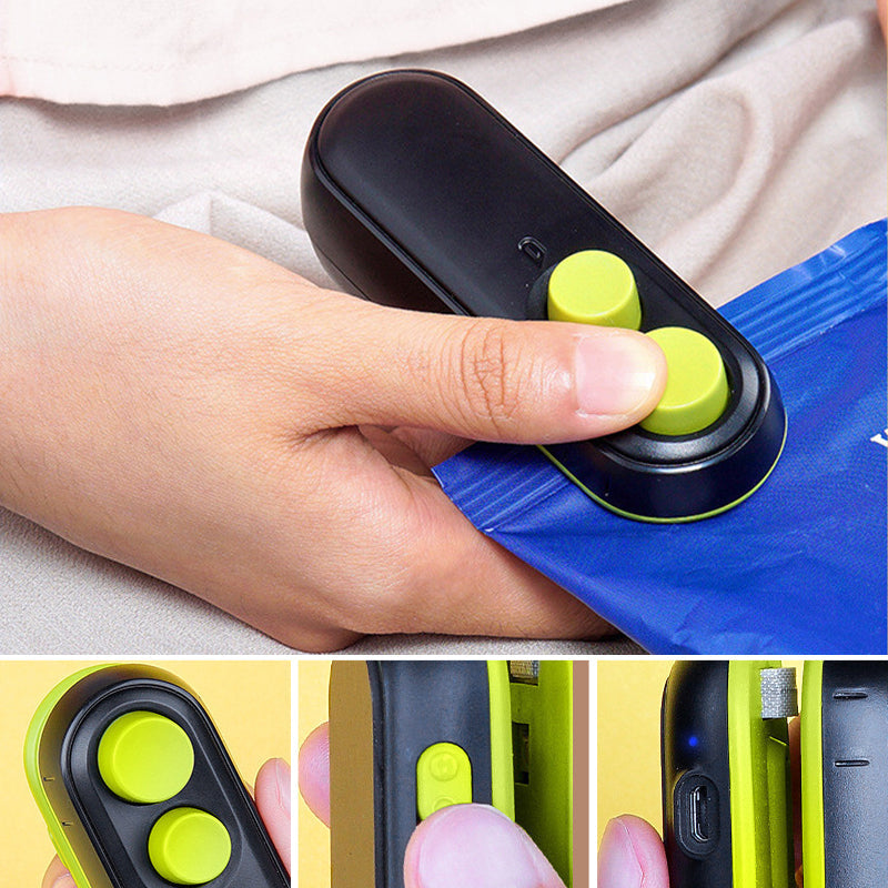 Vikbua™ Oppladbar mini-poseforsegler med innebygd kniv
