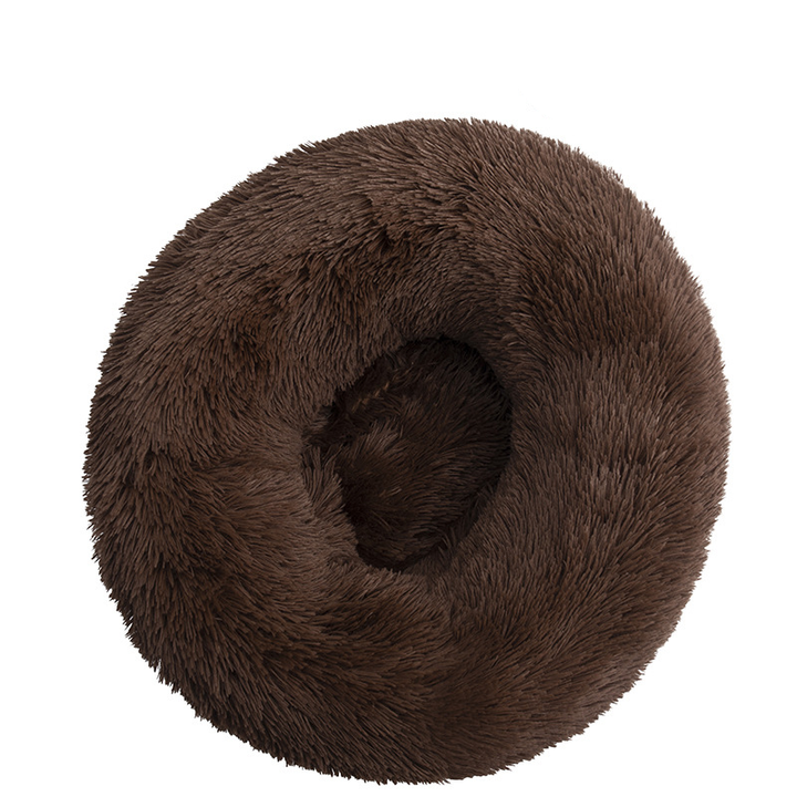 Rund fluffy donutseng til hund