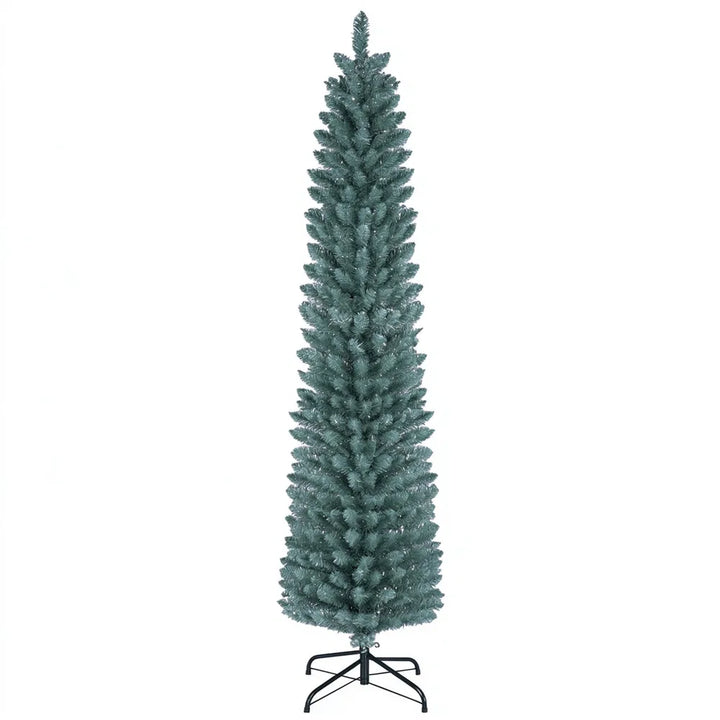 Smalt frostet juletre i stue