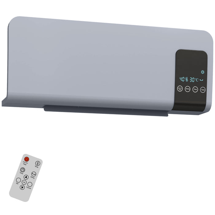 Vikbua Grå veggmontert vifteovn 2000 W med oscillering