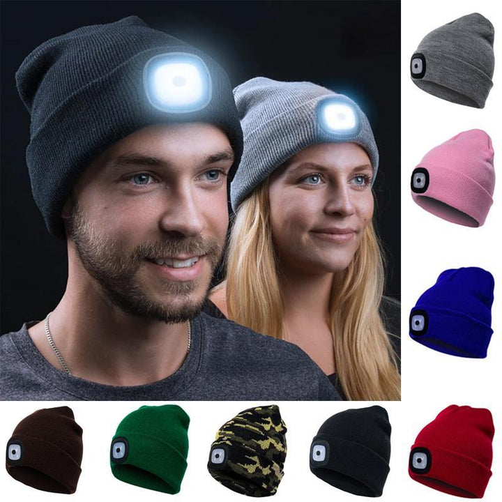 Vikbua™ Lue med LED-lys – strikket hodelyktlue for mørke kvelder