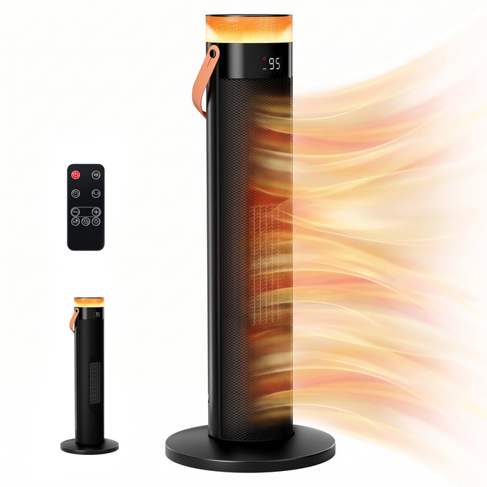 Vikbua Svart tårnovn 1500 W med LED-ring og ECO-modus