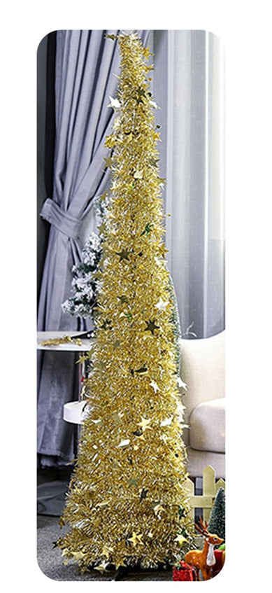 Vikbua Kunstig glitterjuletre med fot – sammenleggbart, 120 eller 150 cm