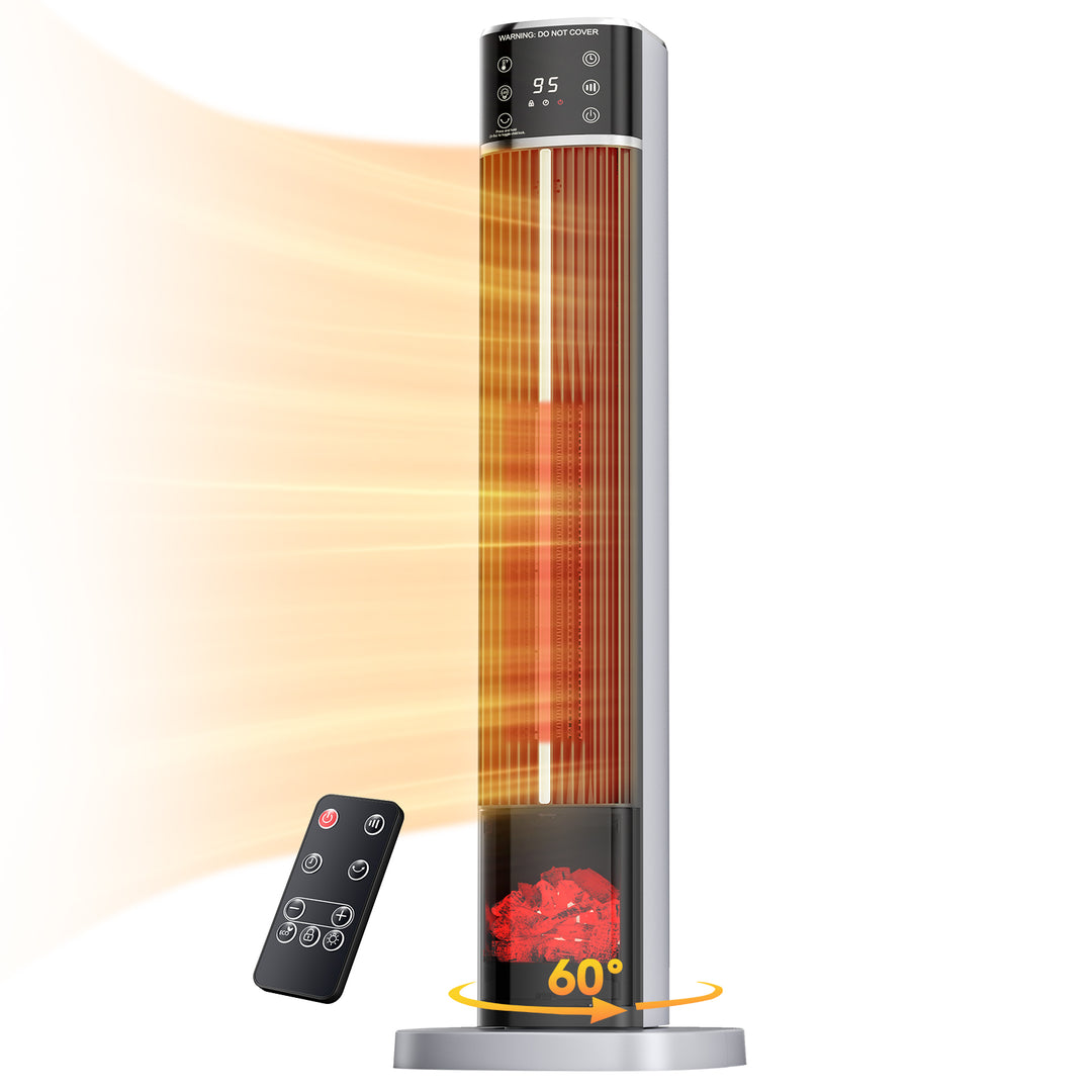 Høy tårnovn med flammevindu og LED-display