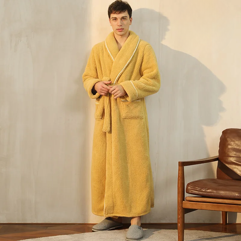 Vikbua™ Morgenkåpe i tykk flanellfleece med krage og knytebelte
