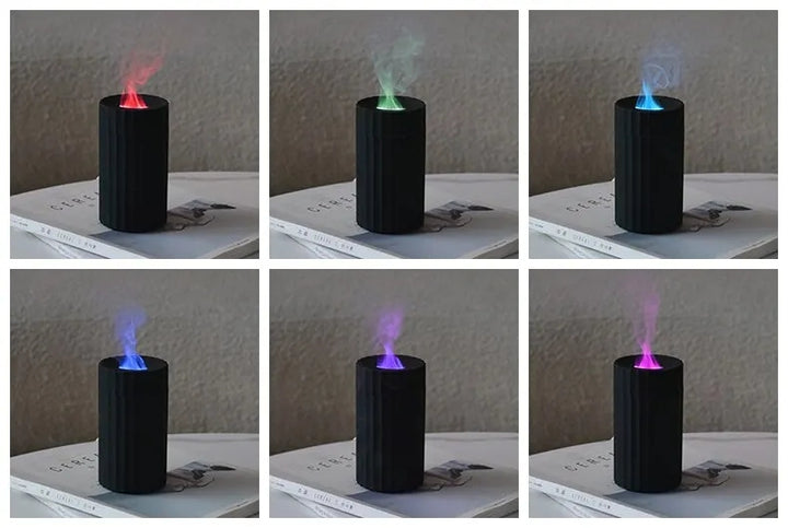 Liten luftfukter med flammeeffekt og 100 ml tank, stille og automatisk