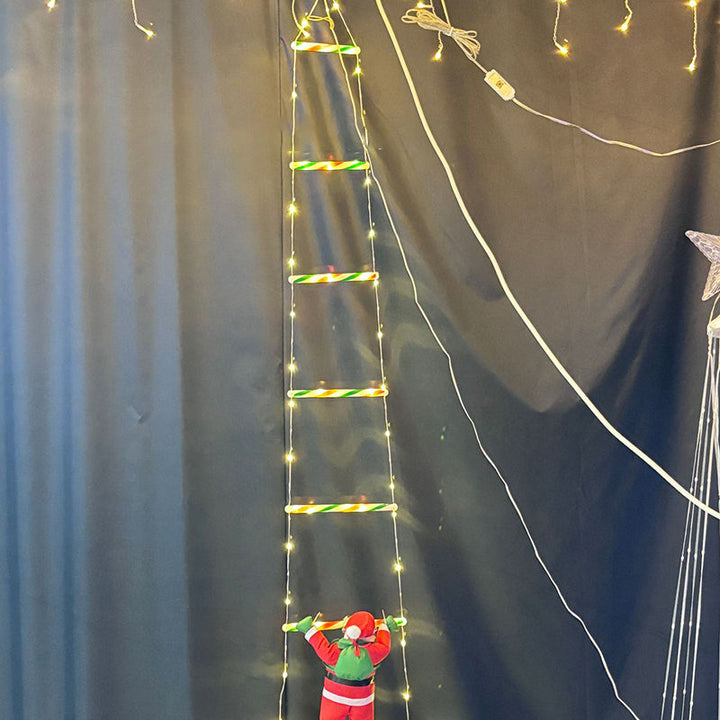 Vikbua™ Klatrende nisse på LED-stige med 8 blinkemoduser