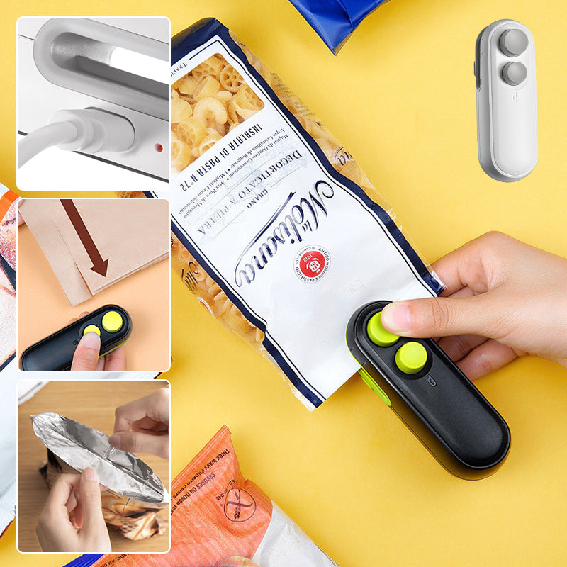 Vikbua™ Oppladbar mini-poseforsegler med innebygd kniv