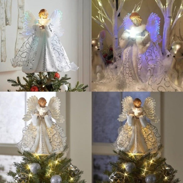 Vikbua™ Engel til juletretoppen med bevegelige, lysende vinger
