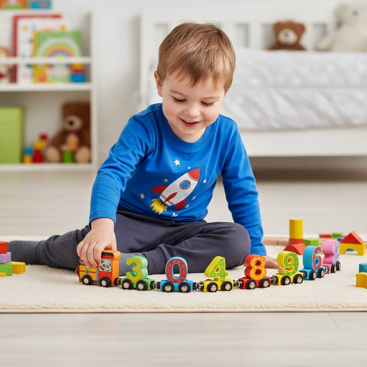 Vikbua™ Magnetisk talltog i tre for barn fra 3 til 6 år