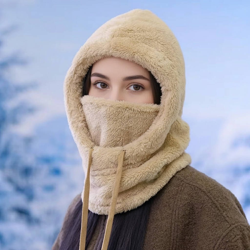 Vikbua™ Balaklava i fleece med snøring og forlenget hals