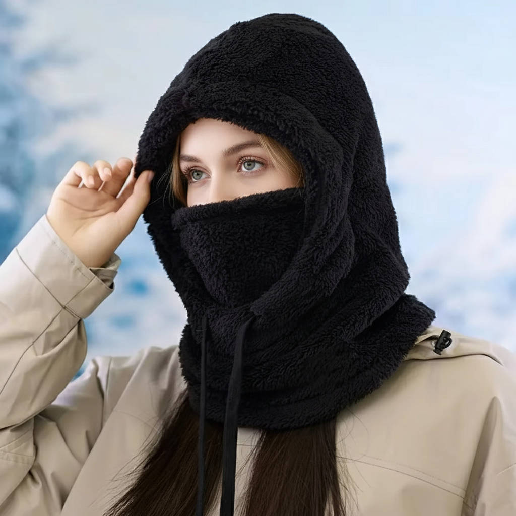 Vikbua™ Balaklava i fleece med snøring og forlenget hals
