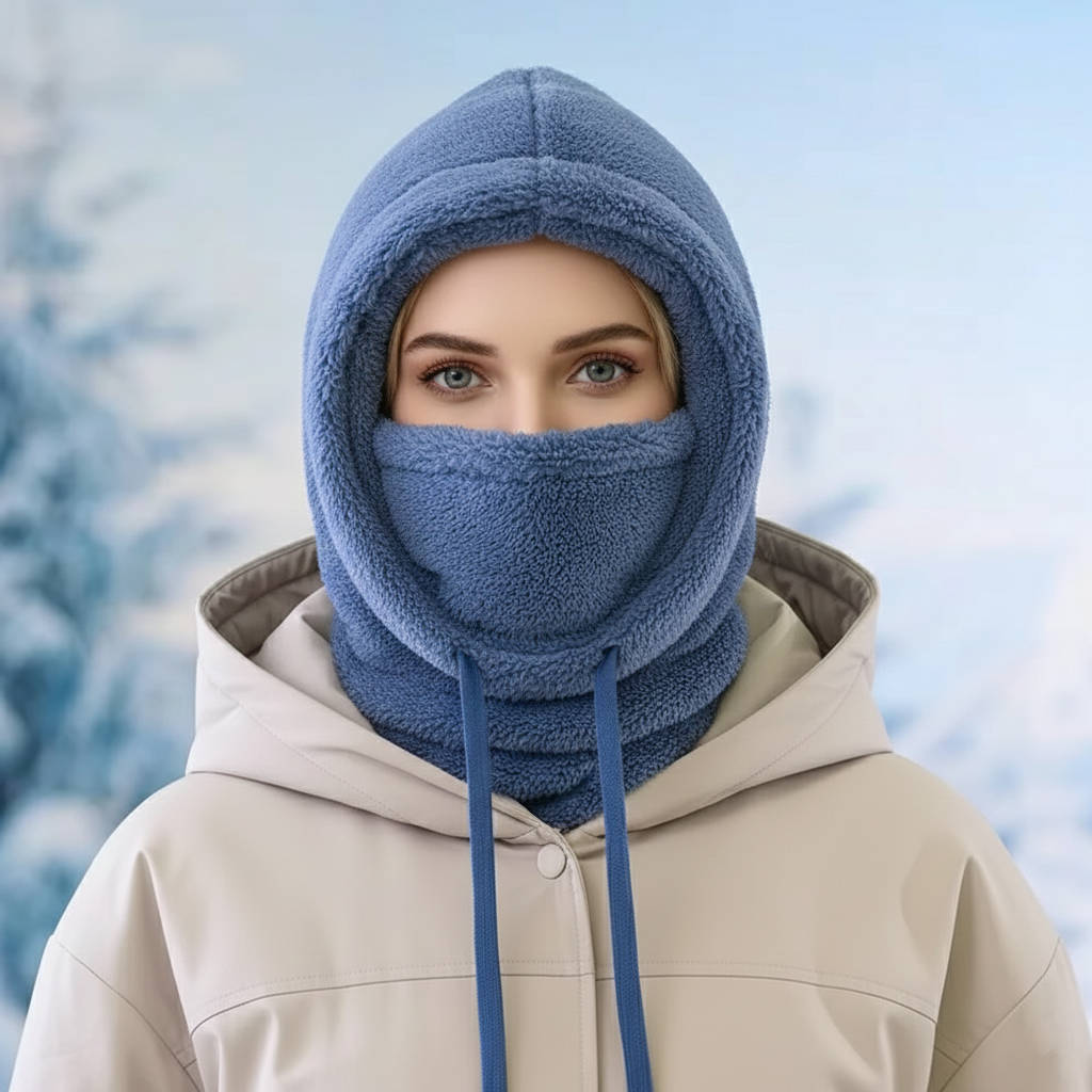 Vikbua™ Balaklava i fleece med snøring og forlenget hals