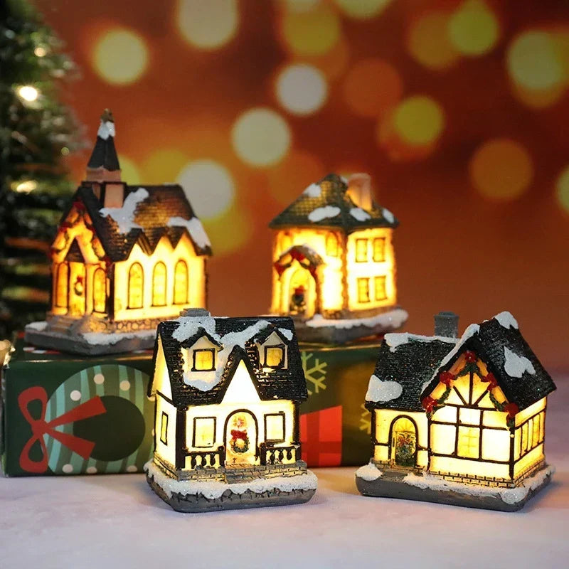 Vikbua™ Opplyst julehus med LED og snødekt tak til julelandsbyen