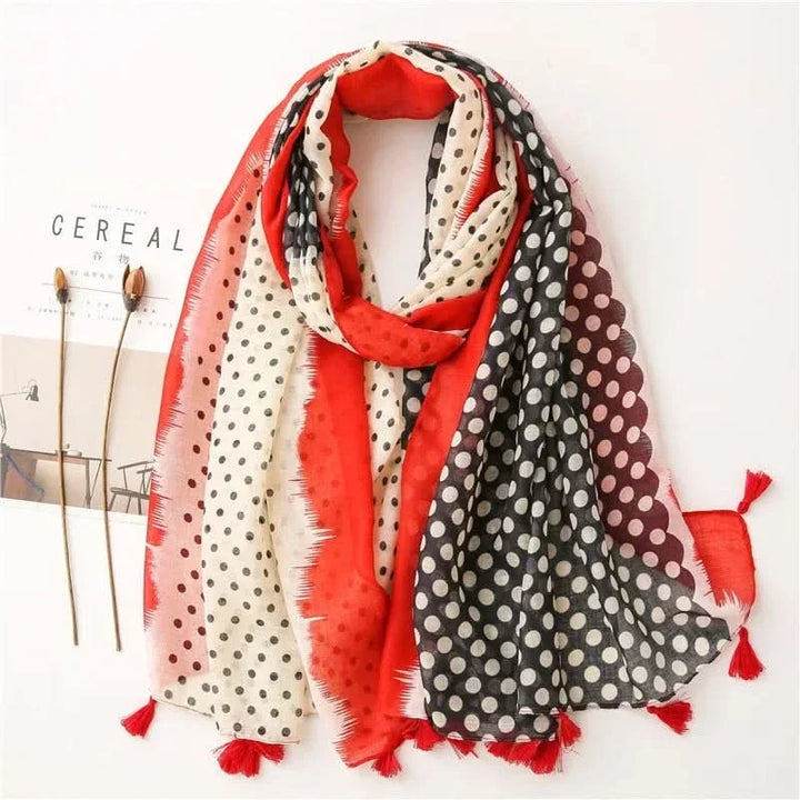 Vikbua™ Skjerf i viskose til dame med prikker og blomstermønster