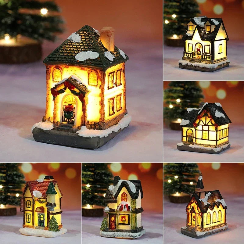 Vikbua™ Opplyst julehus med LED og snødekt tak til julelandsbyen