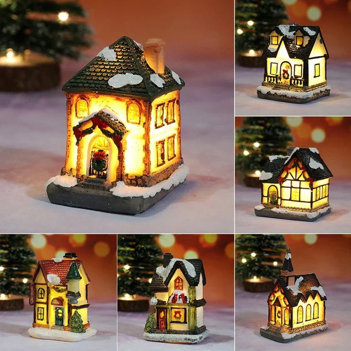 Vikbua™ Opplyst julehus med LED og snødekt tak til julelandsbyen