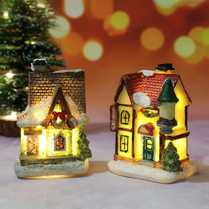 Vikbua™ Opplyst julehus med LED og snødekt tak til julelandsbyen