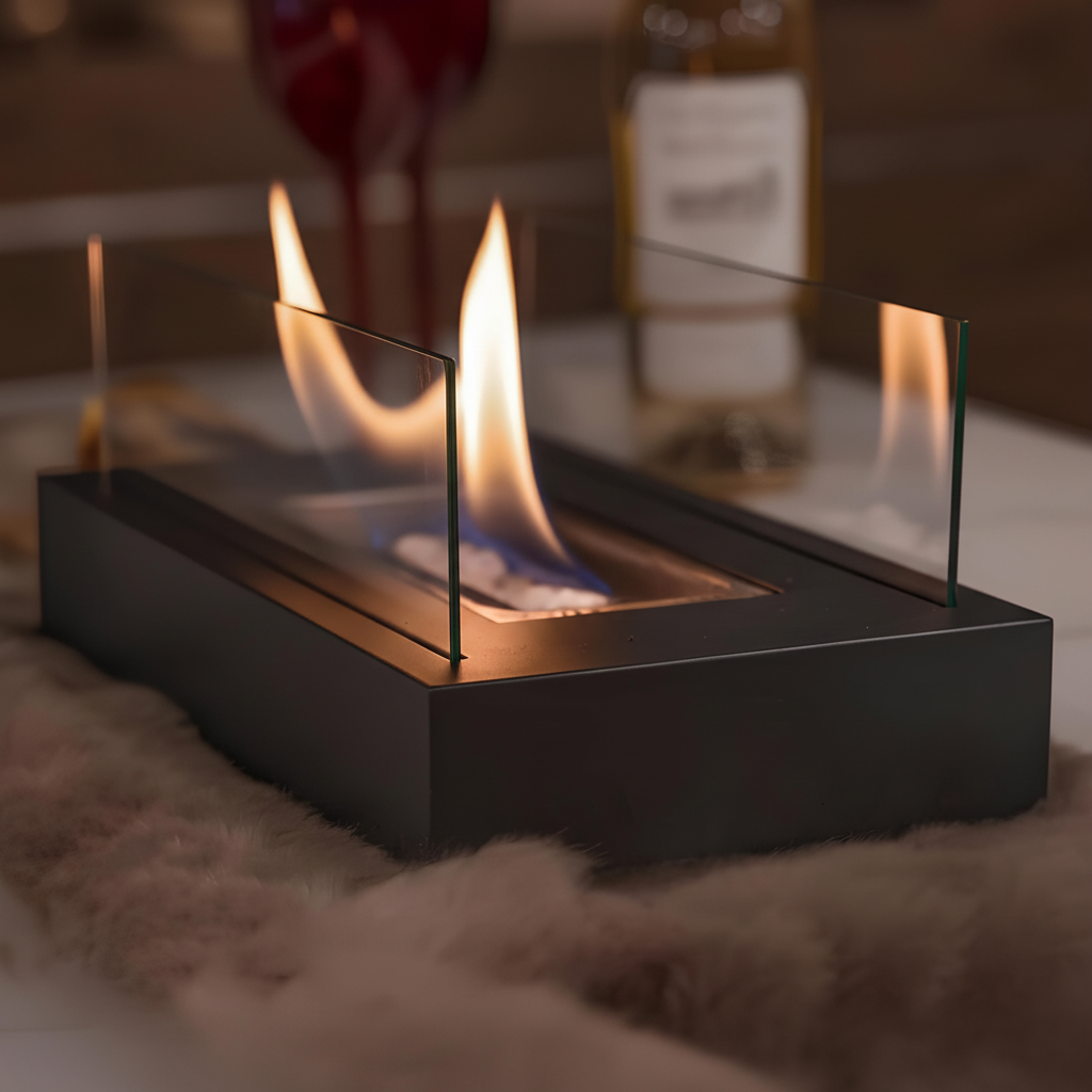 Vikbua™ Bordpeis for inne og ute med herdet glass og ekte flamme