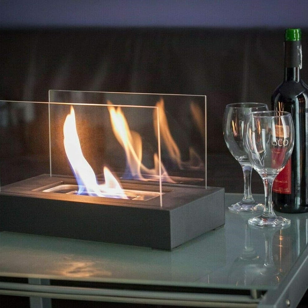 Vikbua™ Bordpeis for inne og ute med herdet glass og ekte flamme
