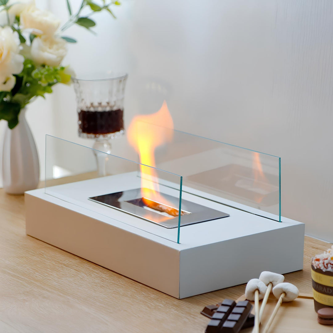 Vikbua™ Bordpeis for inne og ute med herdet glass og ekte flamme