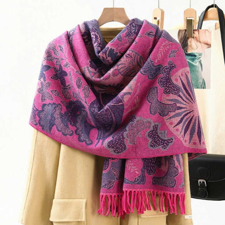 Vikbua™ Pashminasjal med etnisk mønster – mykt og fargerikt