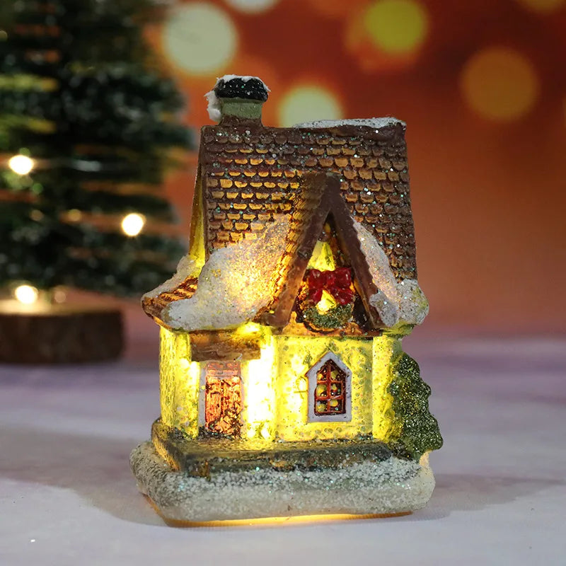 Vikbua™ Opplyst julehus med LED og snødekt tak til julelandsbyen