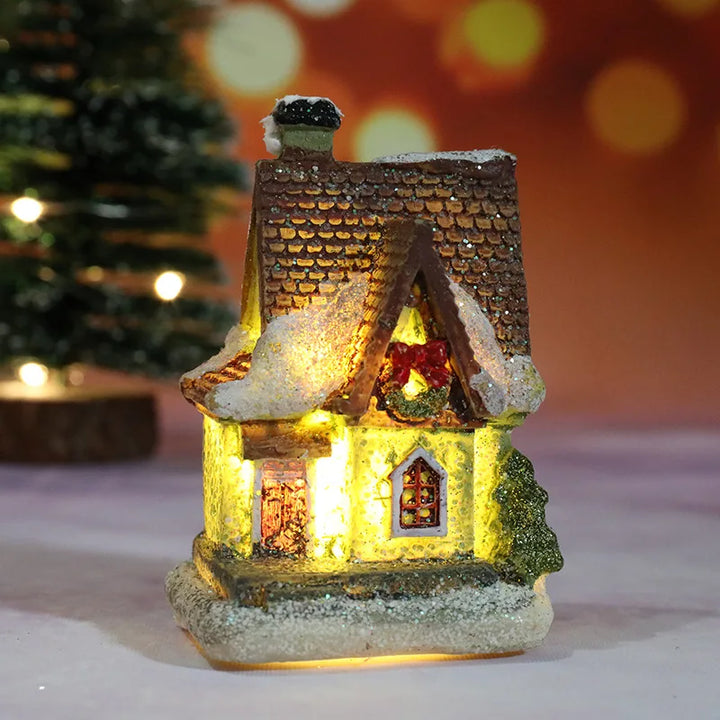 Vikbua™ Opplyst julehus med LED og snødekt tak til julelandsbyen